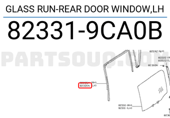 Nissan 823319CA0B GLASS RUN-REAR DOOR WINDOW,LH