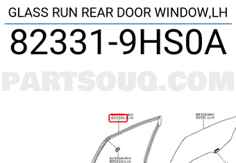 Nissan 823319HS0A GLASS RUN REAR DOOR WINDOW,LH