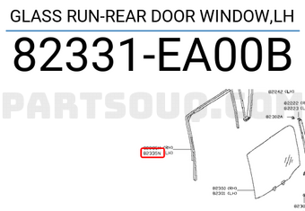 Nissan 82331EA00B GLASS RUN-REAR DOOR WINDOW,LH