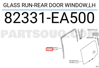 Nissan 82331EA500 GLASS RUN-REAR DOOR WINDOW,LH