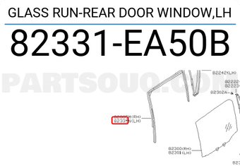 Nissan 82331EA50B GLASS RUN-REAR DOOR WINDOW,LH