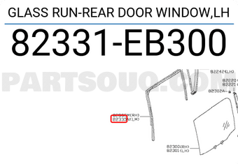 Nissan 82331EB300 GLASS RUN-REAR DOOR WINDOW,LH