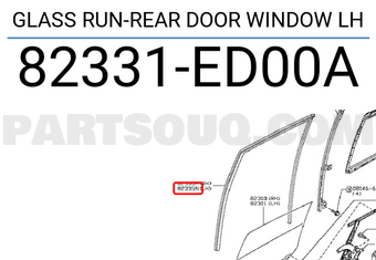 Nissan 82331ED00A GLASS RUN-REAR DOOR WINDOW LH