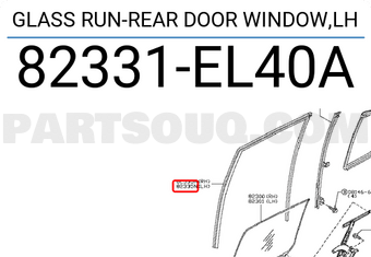 Nissan 82331EL40A GLASS RUN-REAR DOOR WINDOW,LH
