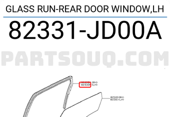 Nissan 82331JD00A GLASS RUN-REAR DOOR WINDOW,LH