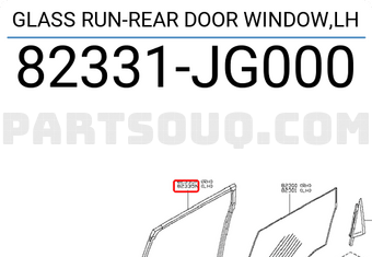 Nissan 82331JG000 GLASS RUN-REAR DOOR WINDOW,LH