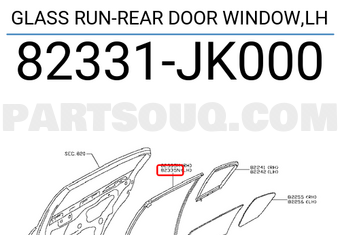 Nissan 82331JK000 GLASS RUN-REAR DOOR WINDOW,LH