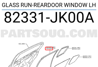 Nissan 82331JK00A GLASS RUN-REARDOOR WINDOW LH