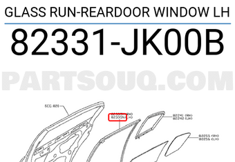 Nissan 82331JK00B GLASS RUN-REARDOOR WINDOW LH