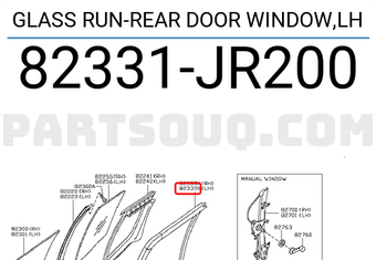 Nissan 82331JR200 GLASS RUN-REAR DOOR WINDOW,LH
