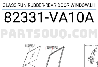 Nissan 82331VA10A GLASS RUN RUBBER-REAR DOOR WINDOW,LH