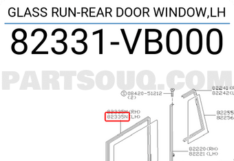 Nissan 82331VB000 GLASS RUN-REAR DOOR WINDOW,LH