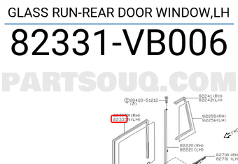 Nissan 82331VB006 GLASS RUN-REAR DOOR WINDOW,LH