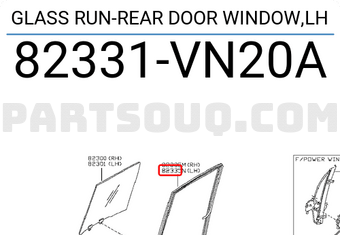 Nissan 82331VN20A GLASS RUN-REAR DOOR WINDOW,LH