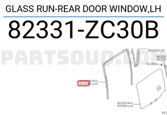 Nissan 82331ZC30B GLASS RUN-REAR DOOR WINDOW,LH