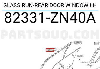 Nissan 82331ZN40A GLASS RUN-REAR DOOR WINDOW,LH