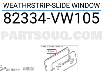 Nissan 82334VW105 WEATHRSTRIP-SLIDE WINDOW