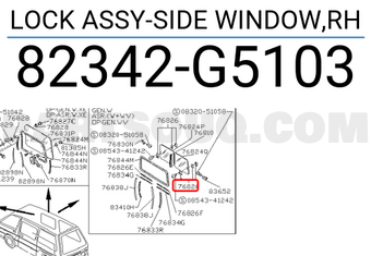 Nissan 82342G5103 LOCK ASSY-SIDE WINDOW,RH