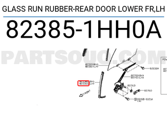 Nissan 823851HH0A GLASS RUN RUBBER-REAR DOOR LOWER FR,LH