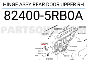 Nissan 824005RB0A HINGE ASSY REAR DOOR,UPPER RH