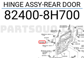 Nissan 824008H700 HINGE ASSY-REAR DOOR