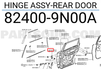 Nissan 824009N00A HINGE ASSY-REAR DOOR