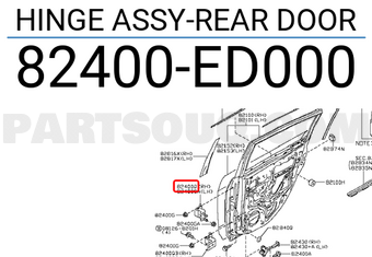 Nissan 82400ED000 HINGE ASSY-REAR DOOR