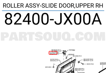 Nissan 82400JX00A ROLLER ASSY-SLIDE DOOR,UPPER RH