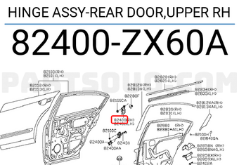 Nissan 82400ZX60A HINGE ASSY-REAR DOOR,UPPER RH
