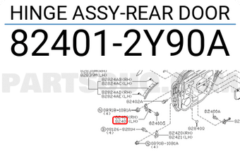 Nissan 824012Y90A HINGE ASSY-REAR DOOR