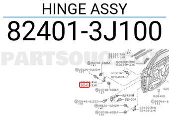 Nissan 824013J100 HINGE ASSY