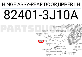 Nissan 824013J10A HINGE ASSY-REAR DOOR,UPPER LH