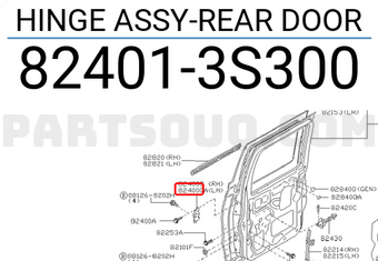 Nissan 824013S300 HINGE ASSY-REAR DOOR