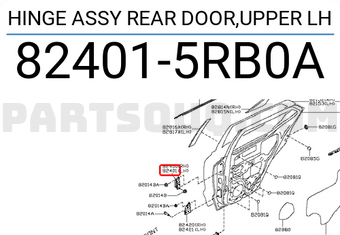 Nissan 824015RB0A HINGE ASSY REAR DOOR,UPPER LH
