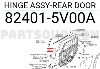 Nissan 824015V00A HINGE ASSY-REAR DOOR
