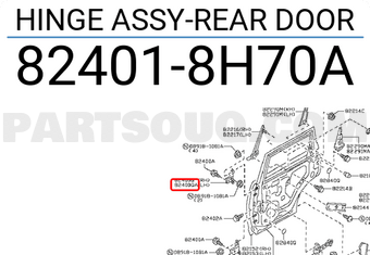Nissan 824018H70A HINGE ASSY-REAR DOOR