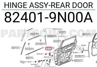 Nissan 824019N00A HINGE ASSY-REAR DOOR