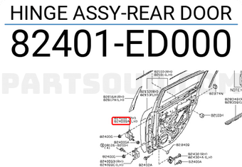 Nissan 82401ED000 HINGE ASSY-REAR DOOR