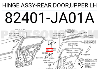 Nissan 82401JA01A HINGE ASSY-REAR DOOR,UPPER LH