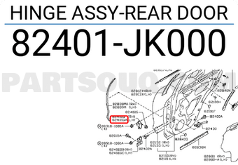Nissan 82401JK000 HINGE ASSY-REAR DOOR