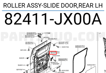 Nissan 82411JX00A ROLLER ASSY-SLIDE DOOR,REAR LH