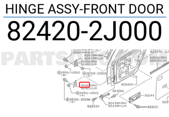 Nissan 824202J000 HINGE ASSY-FRONT DOOR
