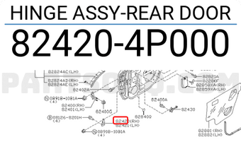 Nissan 824204P000 HINGE ASSY-REAR DOOR