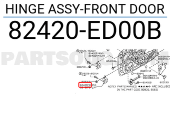 Nissan 82420ED00B HINGE ASSY-FRONT DOOR