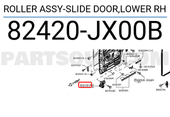 Nissan 82420JX00B ROLLER ASSY-SLIDE DOOR,LOWER RH