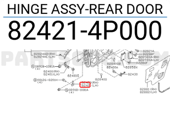 Nissan 824214P000 HINGE ASSY-REAR DOOR
