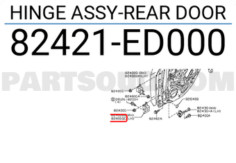 Nissan 82421ED000 HINGE ASSY-REAR DOOR