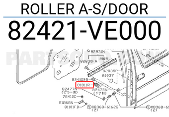 Nissan 82421VE000 ROLLER A-S/DOOR