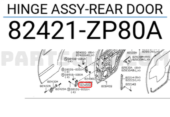 Nissan 82421ZP80A HINGE ASSY-REAR DOOR