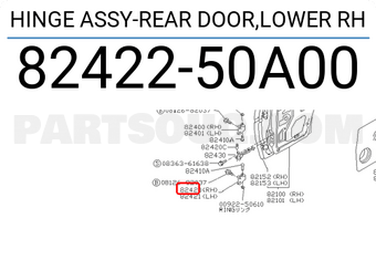 Nissan 8242250A00 HINGE ASSY-REAR DOOR,LOWER RH